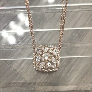 Giani Bernini Pave Cluster 18K Rose Gold Over Sterling Silver Necklace